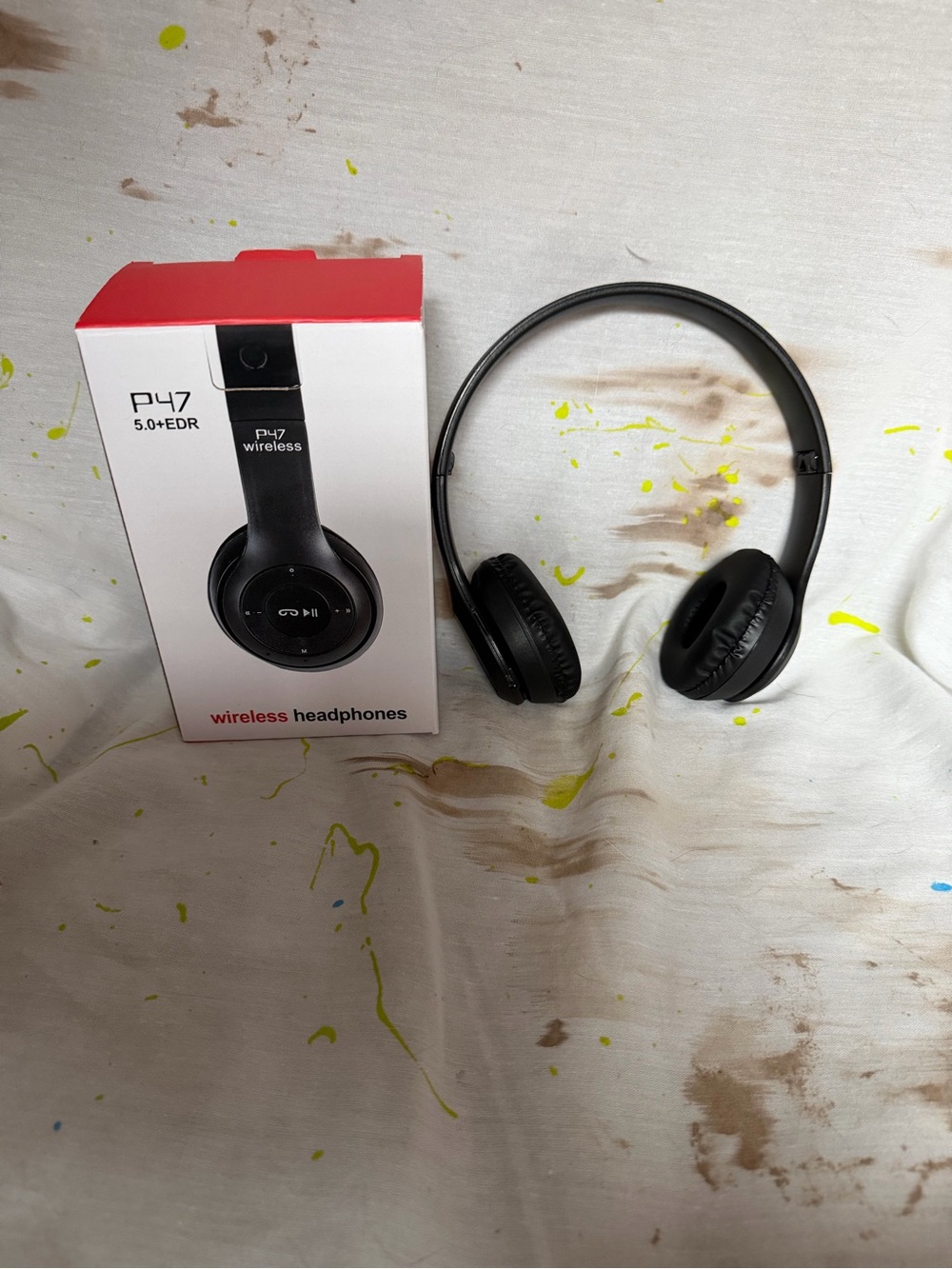 47 Black Wireless Over-Ear Headphones with On-Ear Controls